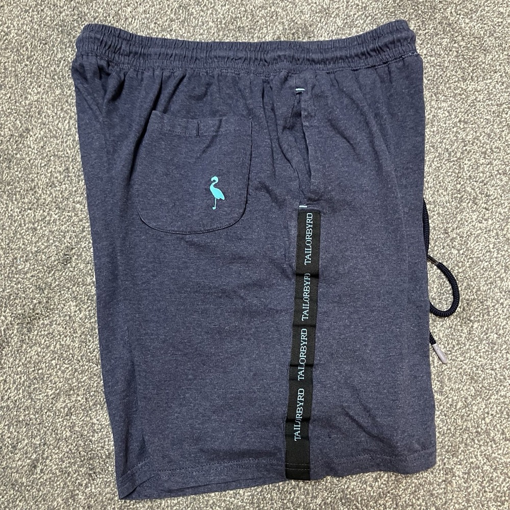 TailorByrd Loungewear Bird Logo Shorts Men's Medium Blue Stretch 7" Inseam